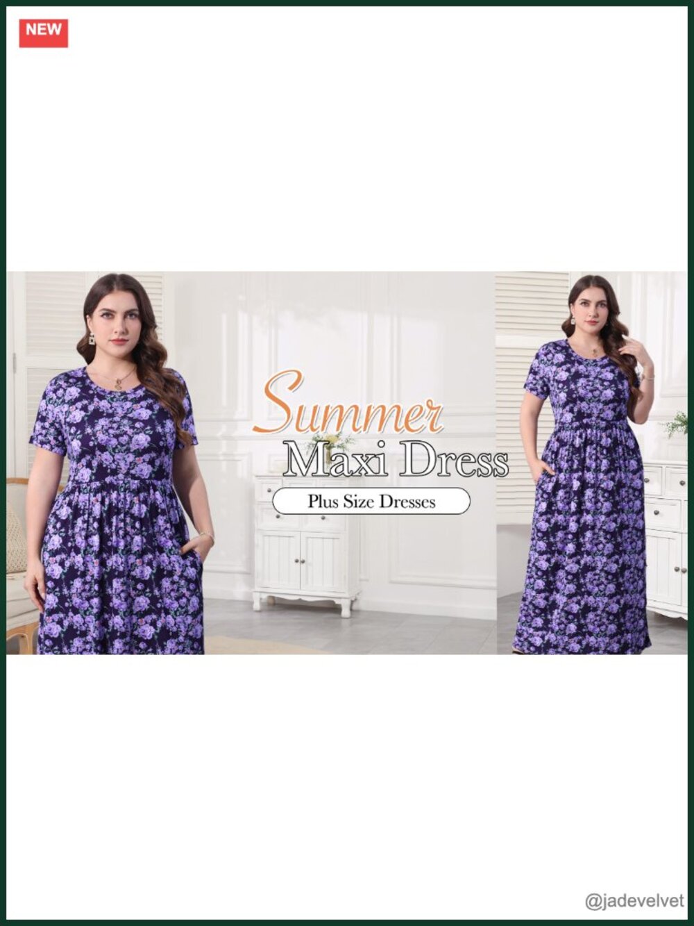 Plus Size Maxi Dress with Pockets Short Sleeve for Summer - Picture 6 of 6